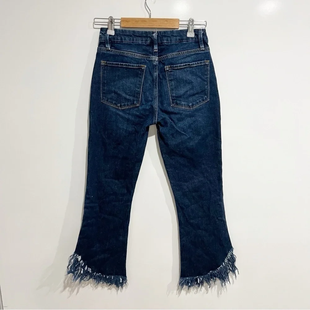 FRAME - Le Crop Mini Boot Jean Shredded Raw Hem in Bayberry
